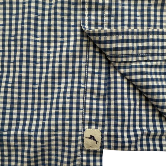EUC Mens Tommy Bahama Island Modern Fit Navy Check‎ 100% Cotton L/S Shirt | XL - Picture 4 of 6